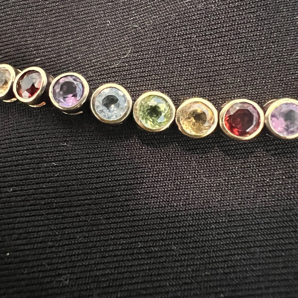 Elegant Multi-Color 14k Gold Vermeil Gemstone Bracelet 8 inches large wrist